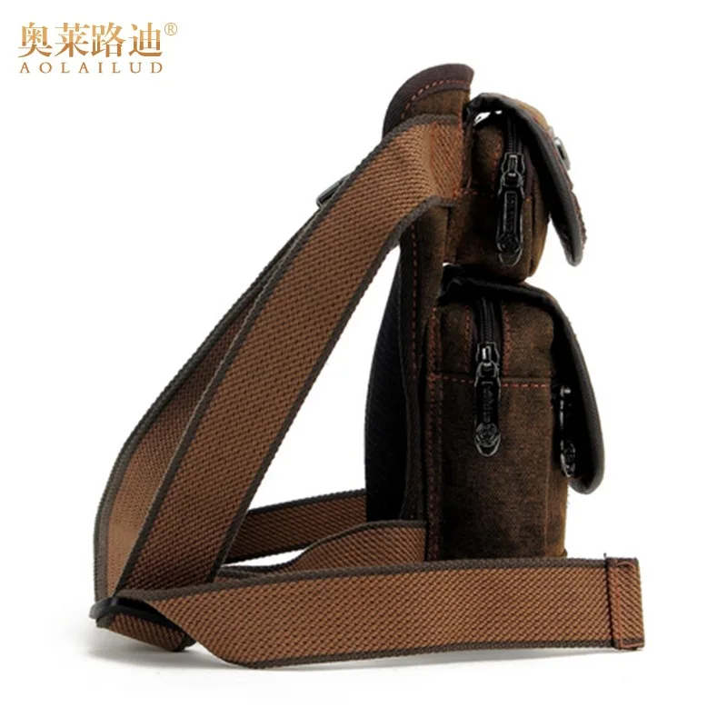 

2019 New Style Europe And America Retro Trend Canvas Leg Fashion Zipper Multi-functional Wallet Men Over-the-shoulder Bag