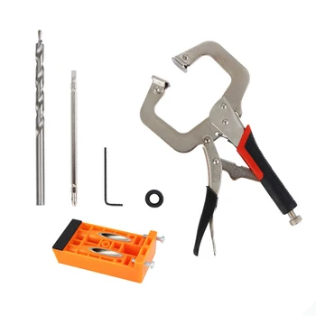 

Woodworking Oblique Hole Locator Style Pocket Jig Kit Set System Step Drill Screws Cross Hole Drill Guide Slant Drill