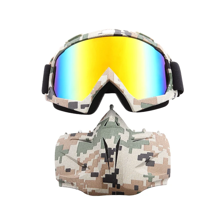 Tactical Motorcycle Goggles Face Mask Outdoor Cycling Eyewear Detachable Off Road Dirt Bike Anti-UV Protective Glasses
