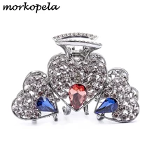 Morkopela Винтажные заколки для волос Стразы с фурнитурой цветок волосы в стиле Павлина заколки для волос с кристалами Краб аксессуары для женщин