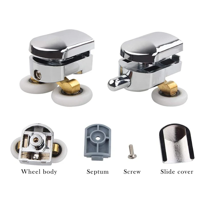 4Pcs 23mm Shower Door Rollers Sliding Shower Doors Wheels Replacement Roller Runner Wheel (2 Top & 2 Bottom ) 3