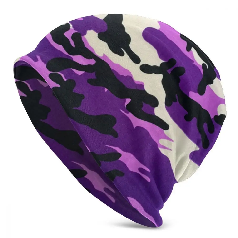 Розовый и фиолетовый Camo1 унисекс для взрослых, повседневная шапка, зимняя теплая вязаная Лыжная шапка с рукавом Skully Beanies