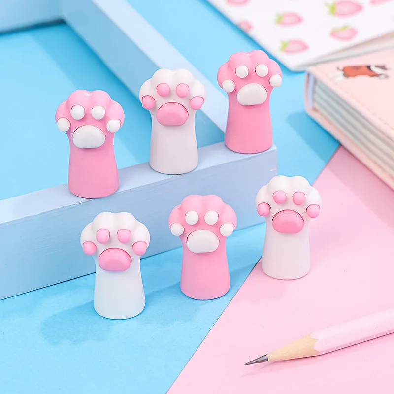 

3pcs/set detachable Cat claw pencil cap erasers Children's creative soft rubber erasers Correction stationery novelty gift