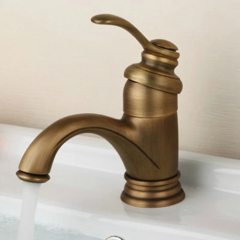 

European Style Archaistic Faucet Complex Classical Two-handle Single Hole Greenish Blue Bronze tai mian pen Faucet Copper Hot An