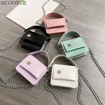 

Solid Shoulder Bags Women Mini Chain Purse PU Leather Crossbody Totes Handbag Popular Simple Female Daily Bag