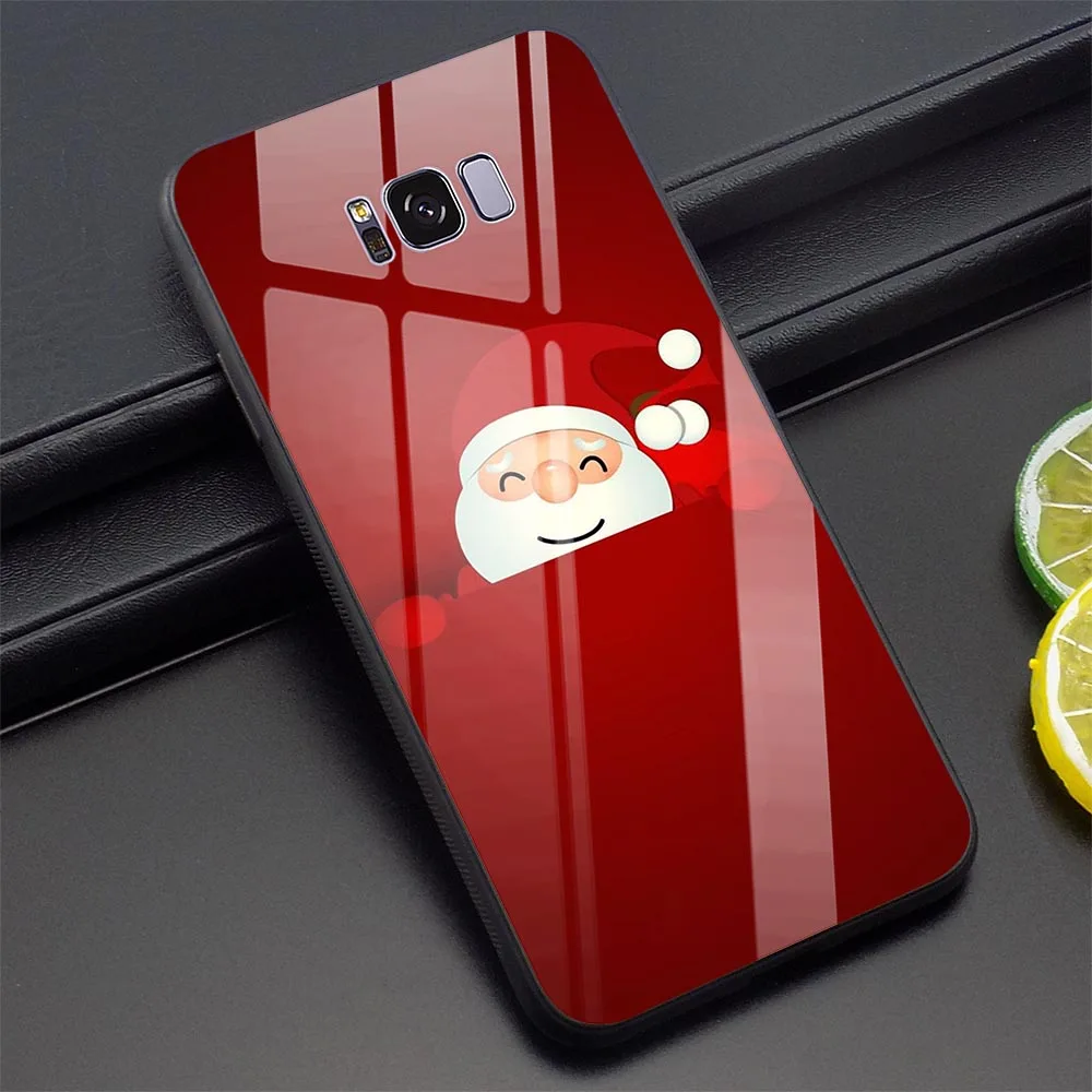 K3002207 Рождество год закаленное Стекло чехол для телефона для samsung Galaxy S9 чехол A70 A60 M40 A50 A40 A20 A30 A10 S7 край S8 S10 - Цвет: K3002207