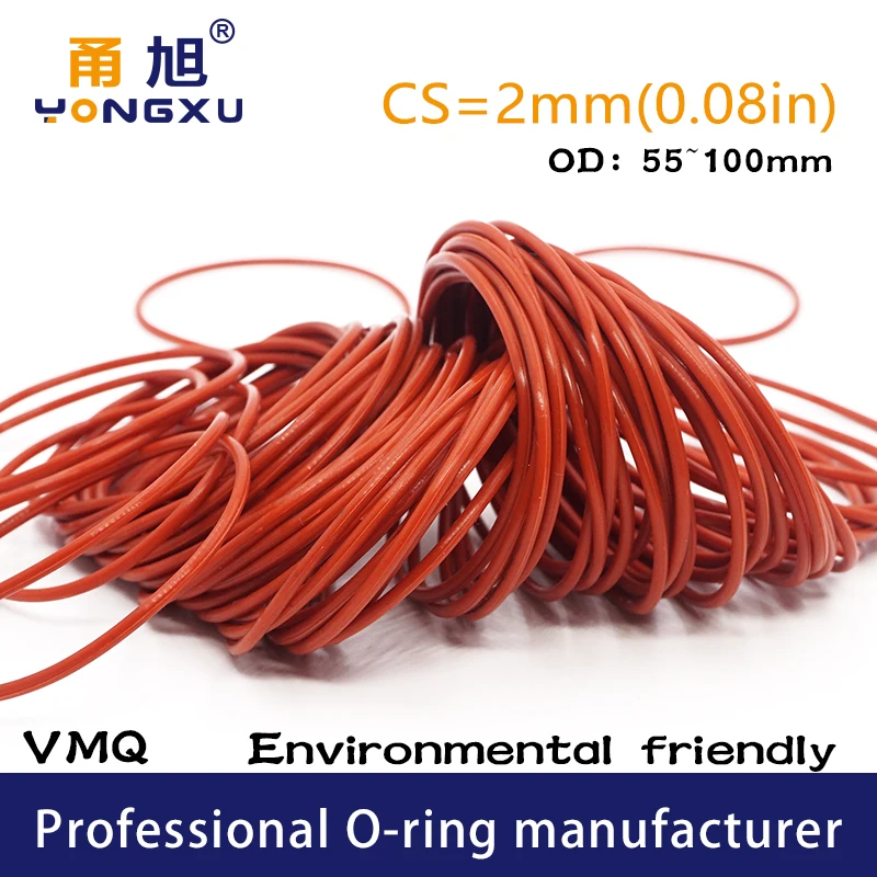 Уплотнительное кольцо VMQ уплотнительное прокладка толщина CS2mm OD55/60/65/70/75/80/85/90/95/100*2