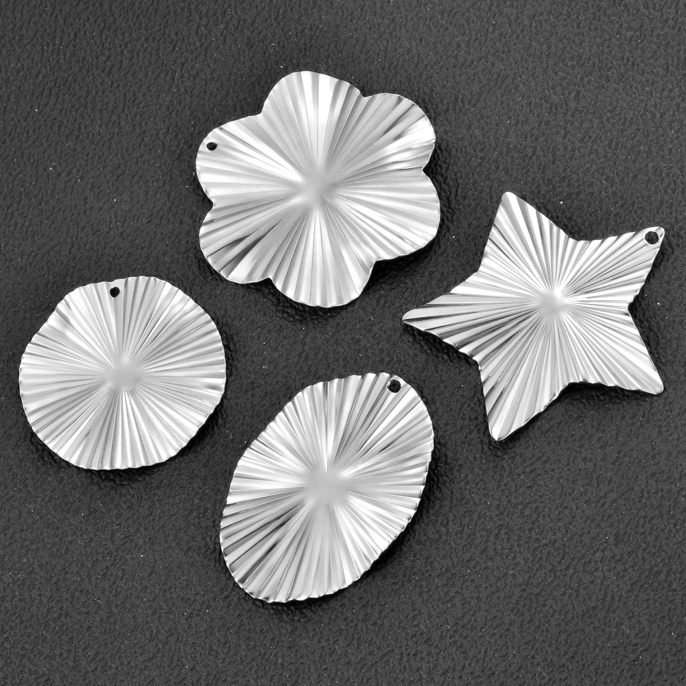 

10Pcs/Lot New Stainless Steel Star Flowers Round Oval Earrings Findings DIY For Dangle Ear Jewelry Making Connectors Wholesales