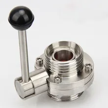 Санитарная нержавеющая сталь SS304 Круглый с наружной резьбой концентрический ручной клапан-бабочка DN15/DN20/DN32/DN40/DN50