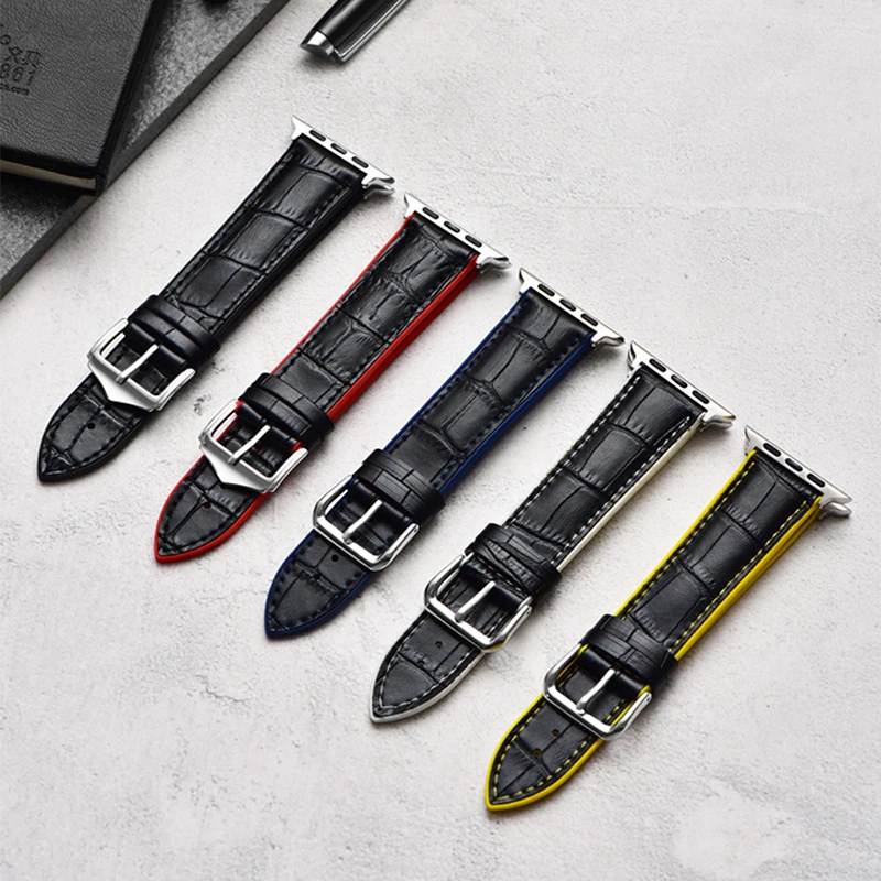 UTHAI P67 силиконовый и кожаный ремешок для apple watch band 42 мм 38 4 5 44 40 iwatch belt 3/2/1 высокое