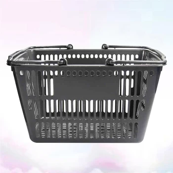 

Plastic Storage Basket Portable Bathroom Toiletries Organizer Kitchen Vegetable Seasoning Basket Double Handles Supermarket Shop