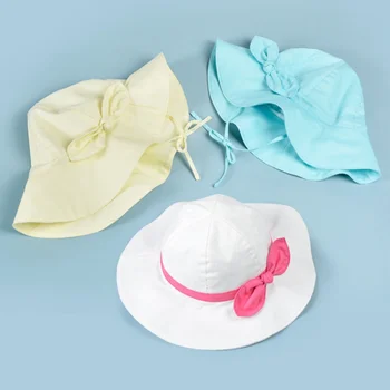 

Kids Children Panama Cap Beach Caps Lovely Bowknot Princess Brim Baby Girl Sun Hat Baby Summer Outdoor Bucket Hat Sweet Hot Sale