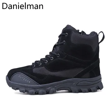 

Danielman Warm Winter Men Boots Tactical Military Boots Men Shoes Fur Snow Boots Work Shoes Trekking Camping Rubber Ankle Boots
