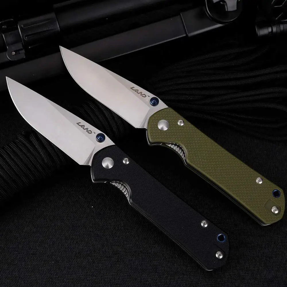 Land 910 Plus  Multi Pocket Tools Belt Clip Folding Knife with 12C27 Blade G10 Handle for Camping Hiking and Survival