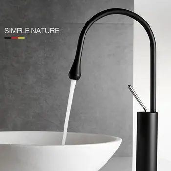 

Nordic Simple Facebasin Faucet Cold and Hot All-Copper Black Washbasin Faucet with High-end Splash-proof Art Water Drops