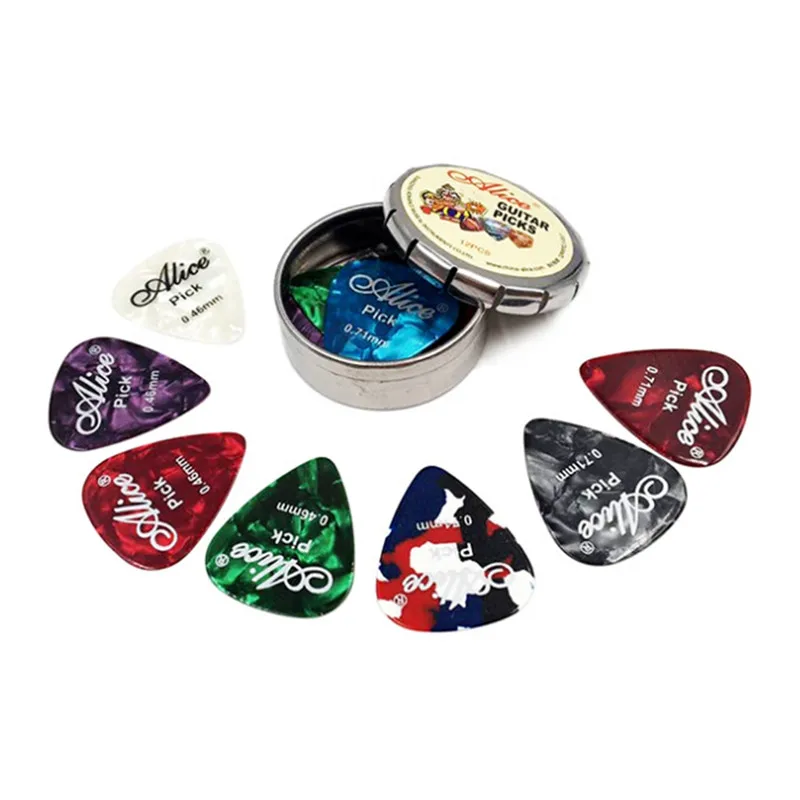 

12/20/24Pcs Acoustic Electric Guitar Picks And Round Metal Picks Box Case Pick For Strings Instrument Accessory