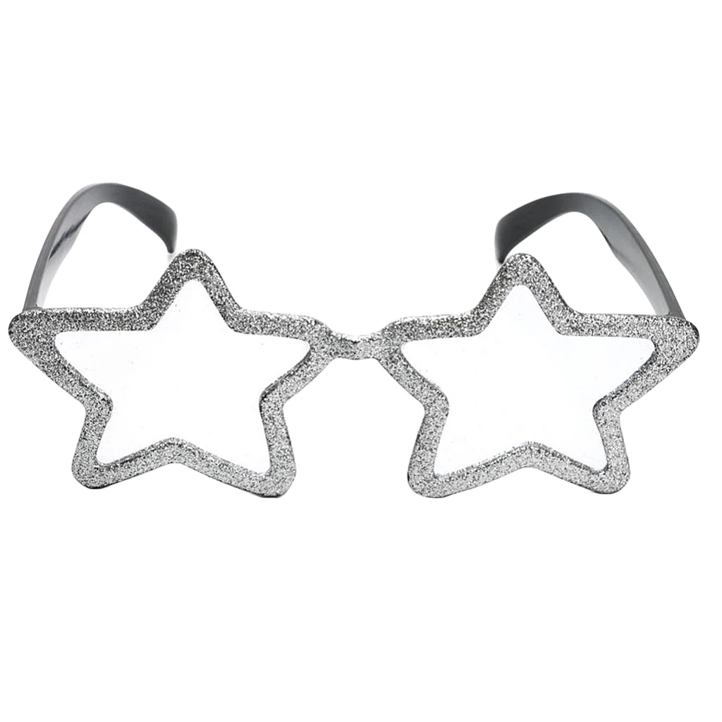 Novelty Glitter Silver Star Shaped Sunglasses Adults Kids Party Eye Glasses Costume