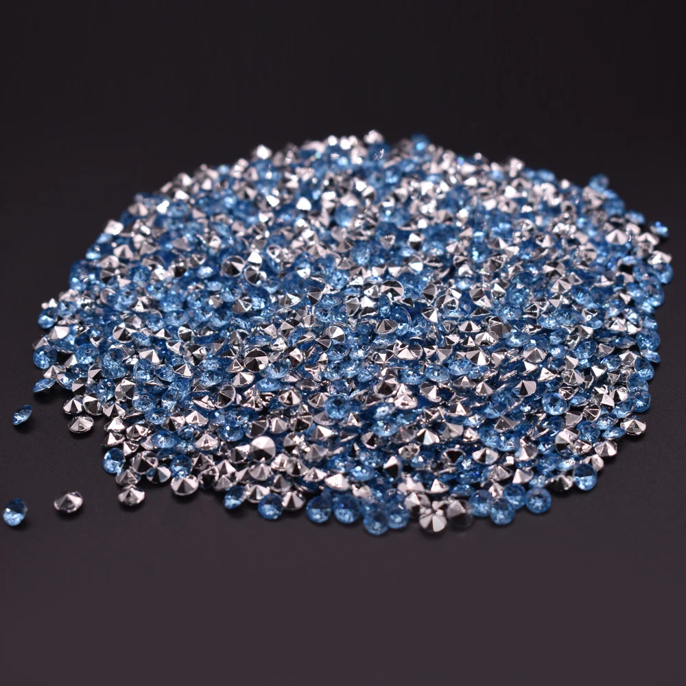 light blue silver 1000 шт 4,3 мм блестящие Прозрачные Акриловые Алмазные конфетти сверкающие Разбрасыватели конфетти для стола хрустальные украшения для свадебной вечеринки - Цвет: light blue silver