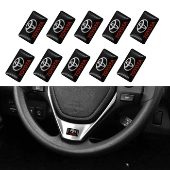 

10pcs Car Interior Sticker 3D Epoxy Sticker Car steering wheel For toyota corolla chr auris rav4 yaris avensis Car accessories