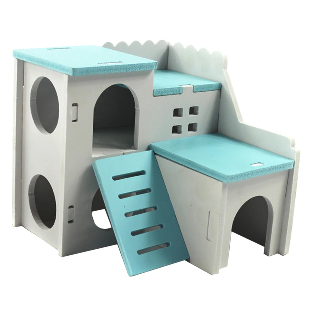Double Layer Hamsters Villa Hideout House Climbing Hut Pet Bedding Cage Teeth Caring Toys