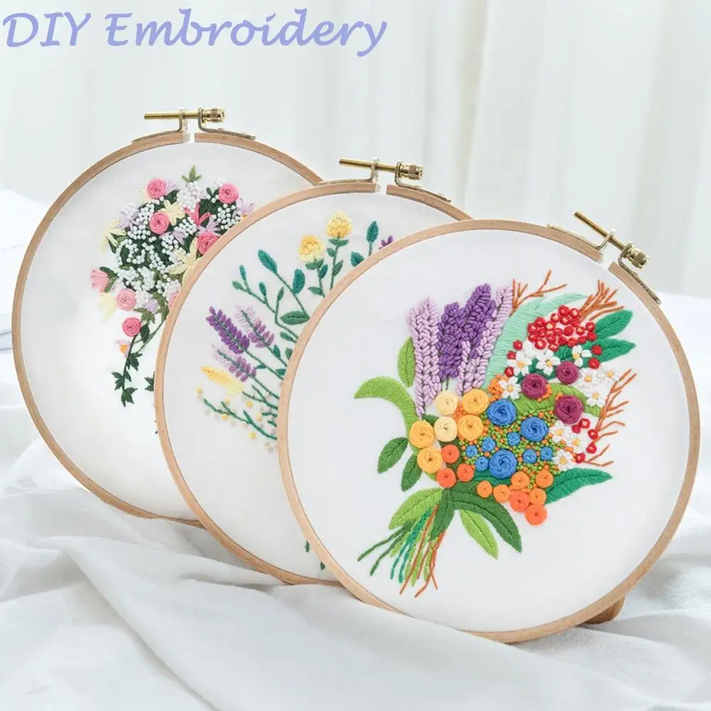 DIY Embroidery Flower Handwork Needlework for Cross Stitch Kit Ribbon Painting Hoop Home Decoration QE | Дом и сад