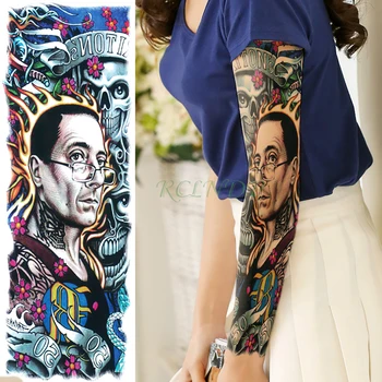 

Waterproof Temporary Tattoo Stickers skull head man full arm body art fake tatto back flash tatoo sleeve tatouage for men women