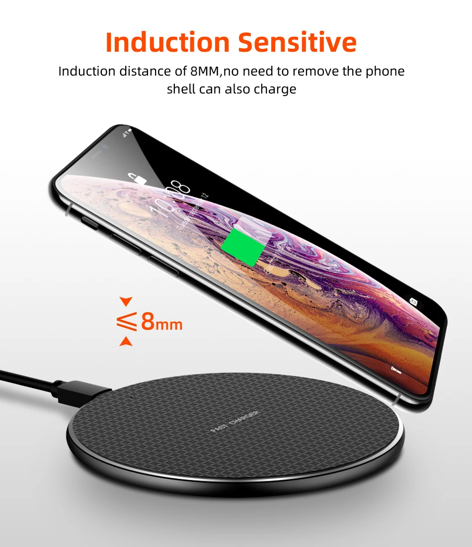 10 Вт Qi Быстрое беспроводное зарядное устройство для huawei iPhone Xs Max 8 samsung S9 S10 Plus Note 10 беспроводное быстрое зарядное устройство для телефона 9 в 5 в 2 А