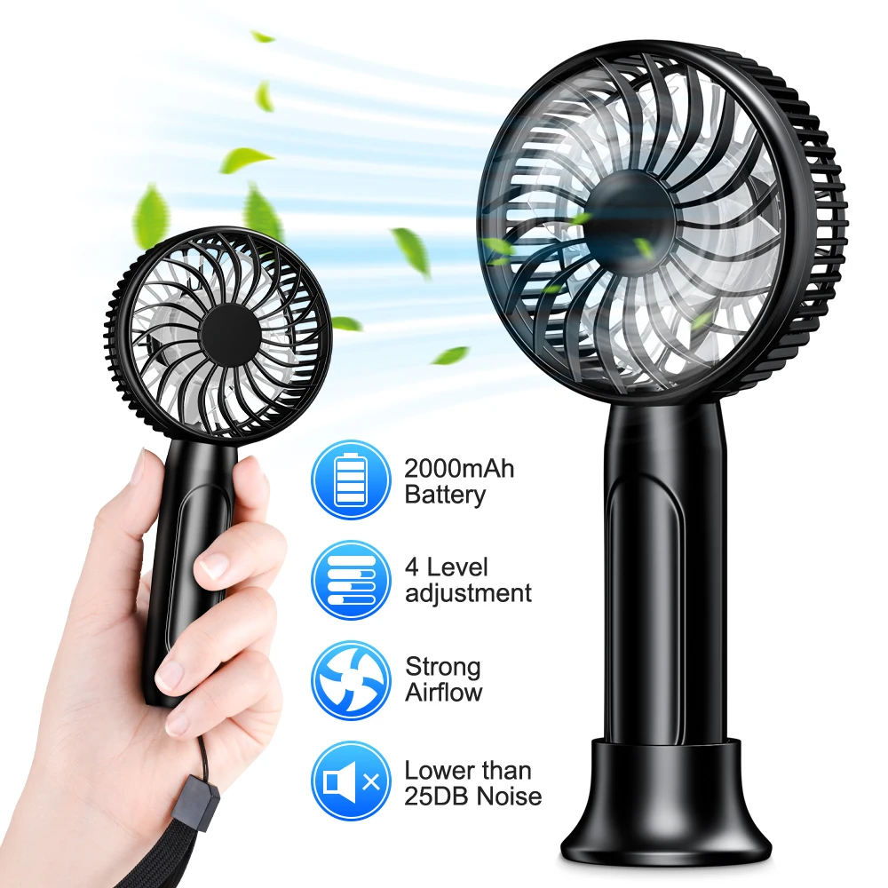 

Portable Cooling Mini USB Fan Handheld Fan 4 Speeds 2000mAh Rechargeable Battery Air Fan USB Charging Strong Airflow Table Fan