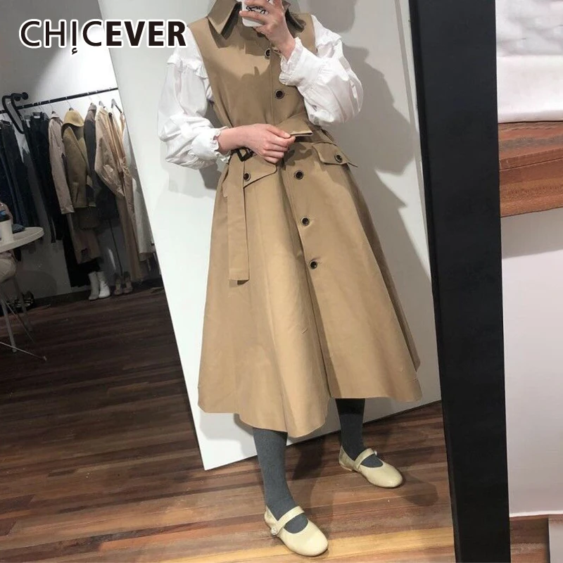 CHICEVER/винтажное женское платье воротник с лацканами без рукавов высокая талия