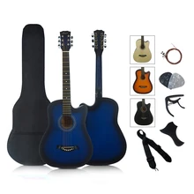 Полный пакет 38 дюймов начинающих Цвет липа 6 Сталь строка Акустическая гитара; Музыкальные инструменты с бесплатной сумкой строка капо ремень Палочки