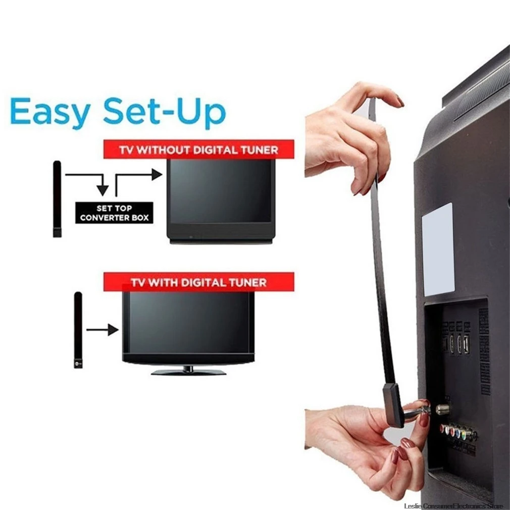 

2019 New Black Digital Aerial Clear TV Key HDTV Free TV Stick Indoor TV Aerial 1080p HD Ditch Cable Signal Enhancement For Home