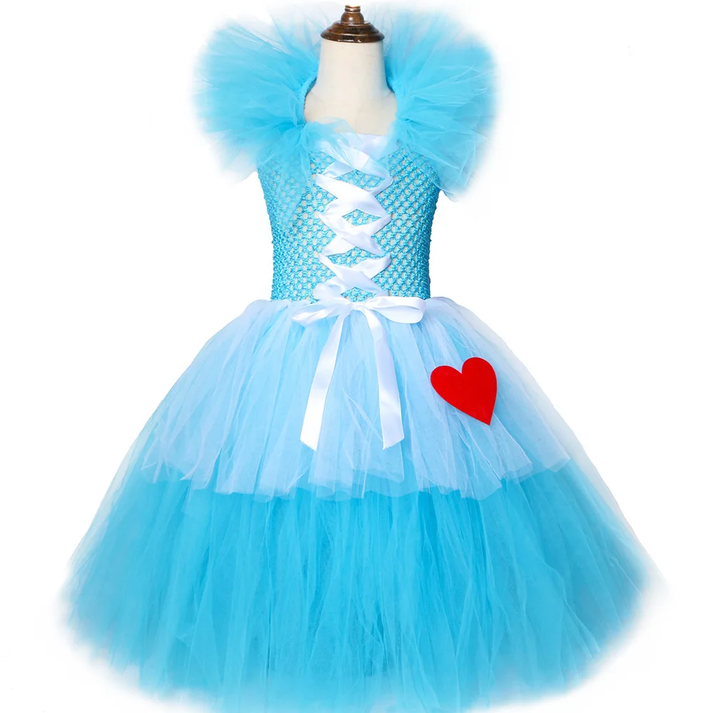 Платье Алисы принцессы высокого качества голубое платье-пачка для маленькой девочки косплей Элис в стране чудес Детские вечерние костюмы