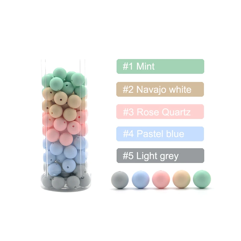 15mm 20pcs/Lot Silicone Beads Loose Baby Fashion Teething Beads Baby Teether Safe Food Grade Nursing Chewing Diy Toy
