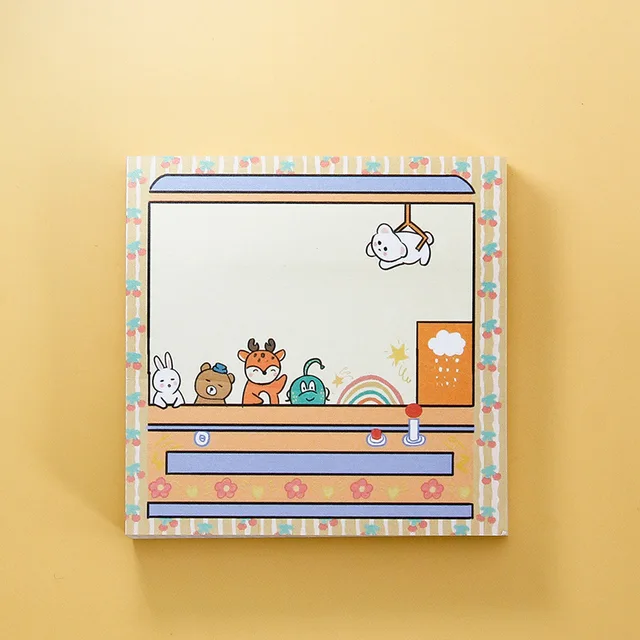 80Page Korean Notebook INS Wind Cartoon Animal Fruit Girl Pattern Horizontal Line Memo Pads Color N Message Cute Sticky Notes 5 Doll orange