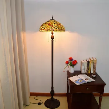 

40cm North European living room dining room floor lamp bar American Tiffany Retro Green Dragonfly lighting