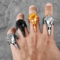 Viking Crow Skull Stainless Steel Mens Rings Punk Amulet Gothic for Male Boyfriend Biker Jewelry Creativity Gift Wholesale 2