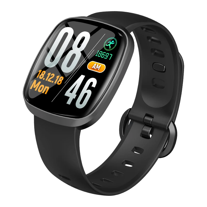 black grey Lerbyee GT103 SmartWatch 1," полный экран сенсорный whatsapp уведомления Монитор артериального давления фитнес-трекер - Цвет: black grey