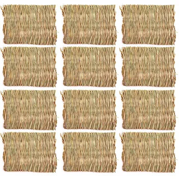 

12 Packs of Rabbit Woven Bed Mats-Straw Mat Animal Bedding Nest-Guinea Pig Chinchilla Squirrel Hamster Cat and Dog