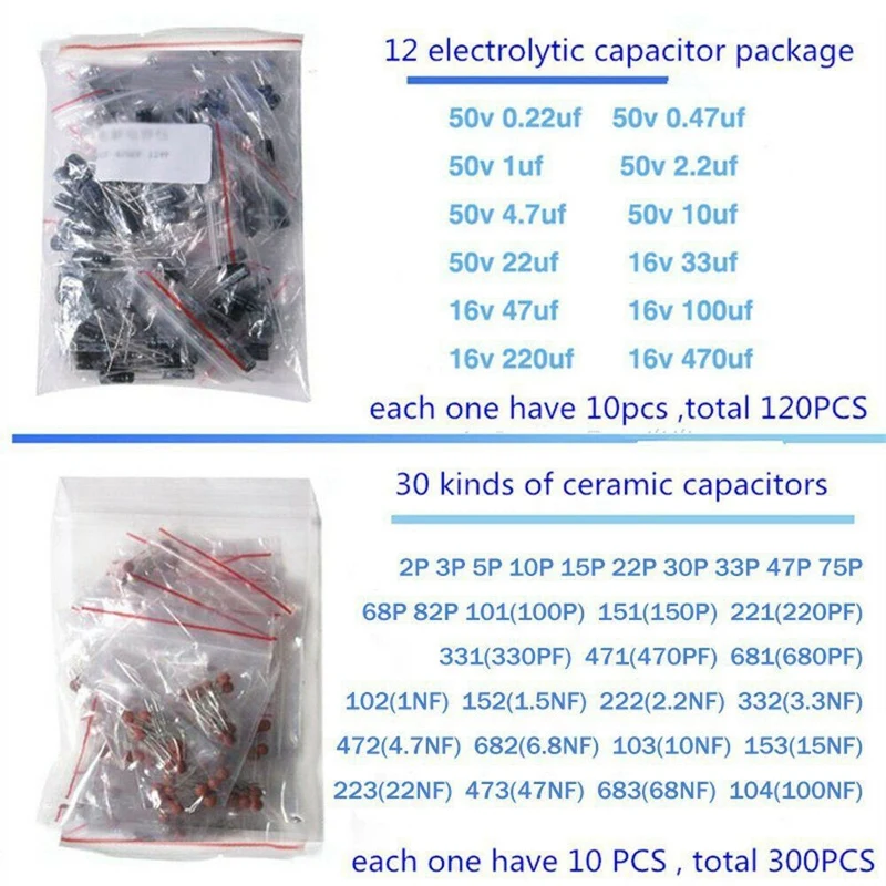 1390Pcs Electronic Components LED Diode Transistor Capacitor Resistance Kit