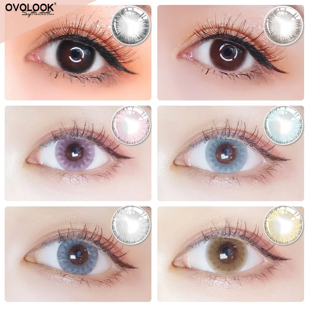 

OVOLOOK-1 Pair(2pcs) Colorful Contact Lenses Colored Lenses for Eyes Eye Contacts Colored Contacts Eye Color Lens 0-800 Degrees