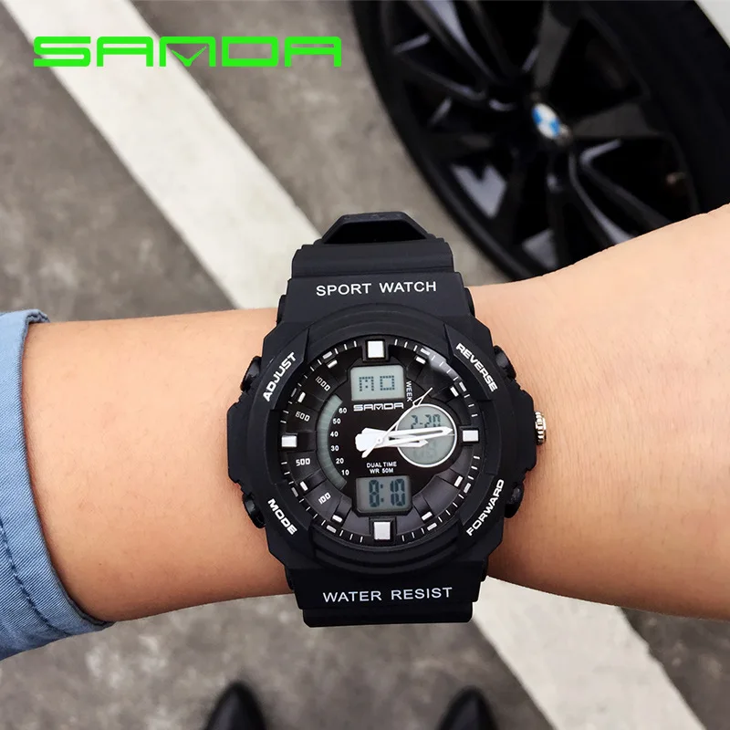 

Double Time Watch Fashion Multi Function Digital Watch Waterproof Electronic Watch Shockproof Digital Trend Zone Men Sport Watch