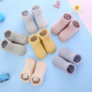 

Children Casual Fashion Newborn Baby Solid Color Socks Kids Non-Slip Cotton Floor Mid Stocks