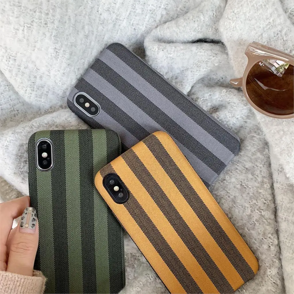 Простой зимний чехол для телефона в полоску iPhone 11 Pro Max XR XS 6 6S 7 8 Plus X мягкая