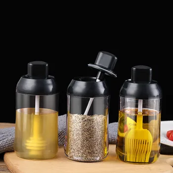 

Spice Jar Storage Moisture Proof Lid Spoon Integral Seasoning Honey Jar Brush Kitchen Cooking Seasoning Storage Bottle Container