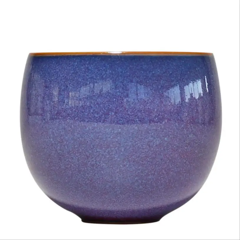 PINNY 110ML Glaze Purple Ceramic Kung Fu Teacup Pigmented Traditional Chinese Drinkware Retro Tea Bowl