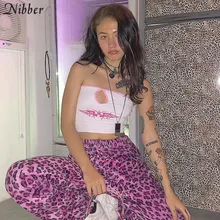 Nibber Harajuku облегающий хлопковый топик Женская Осень Зима Новая Дикая мода Повседневная Вечеринка Ночная Базовая Печать Топ mujer