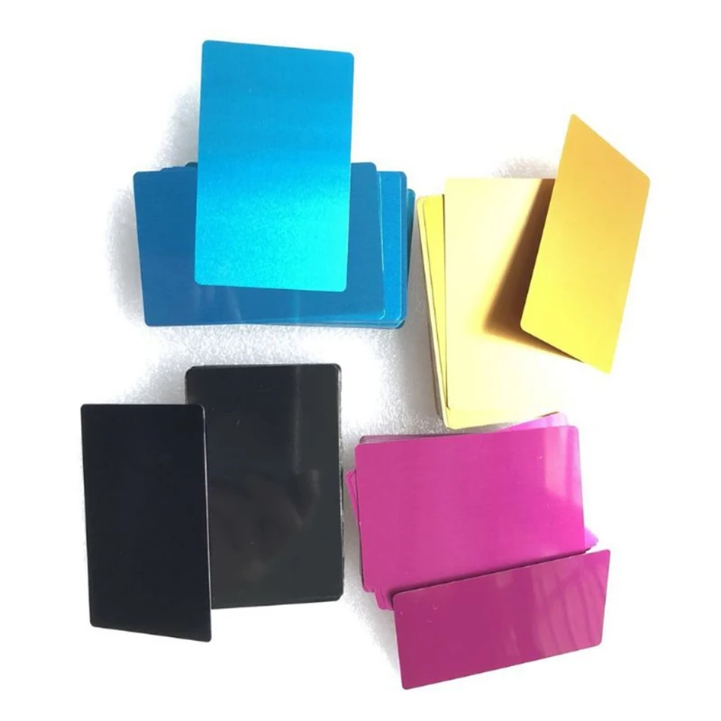 Tarjeta De Nombre de Metal de sublimación en blanco, Kit de tarjetas de negocios de impresión en blanco, grueso, grabado láser, bricolaje, liso, 50 Uds.