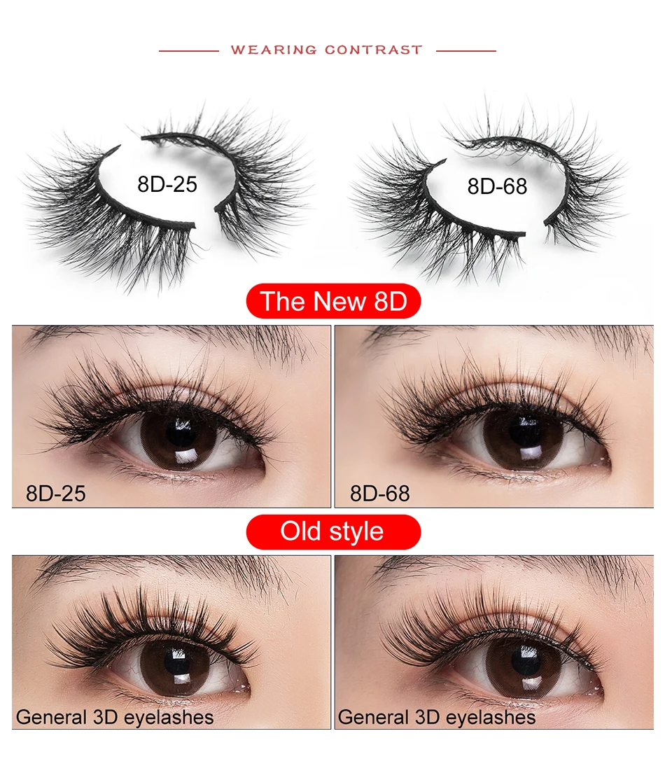 5 Pairs 3D Mink Hair False Eyelashes Natural Long /Thick 3D Eyelashes Crisscross Full Strip Lashes Handmade Eyelashe