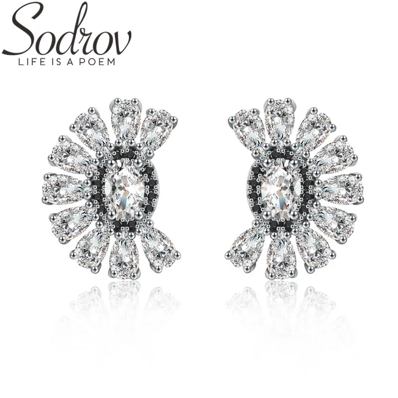 SODROV Boucle D'Oreille Femme, милые 925 пробы, серебро, черная шпинель, трендовые серьги для помолвки для женщин, хорошее ювелирное изделие I059