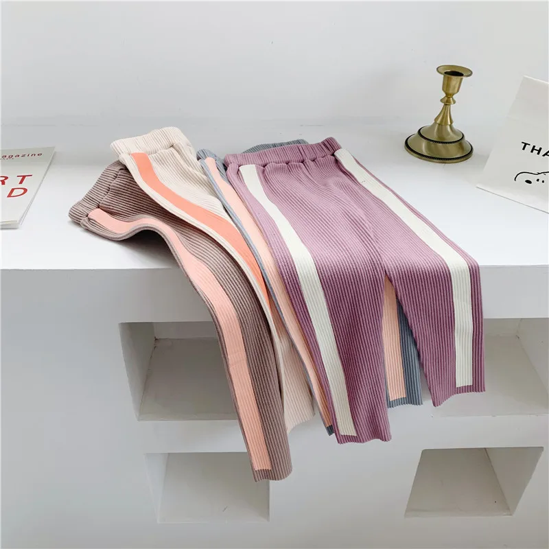 Autumn New Arrival Korean style cotton all-match matching colors casual bottoming long pants for cute sweet baby girls